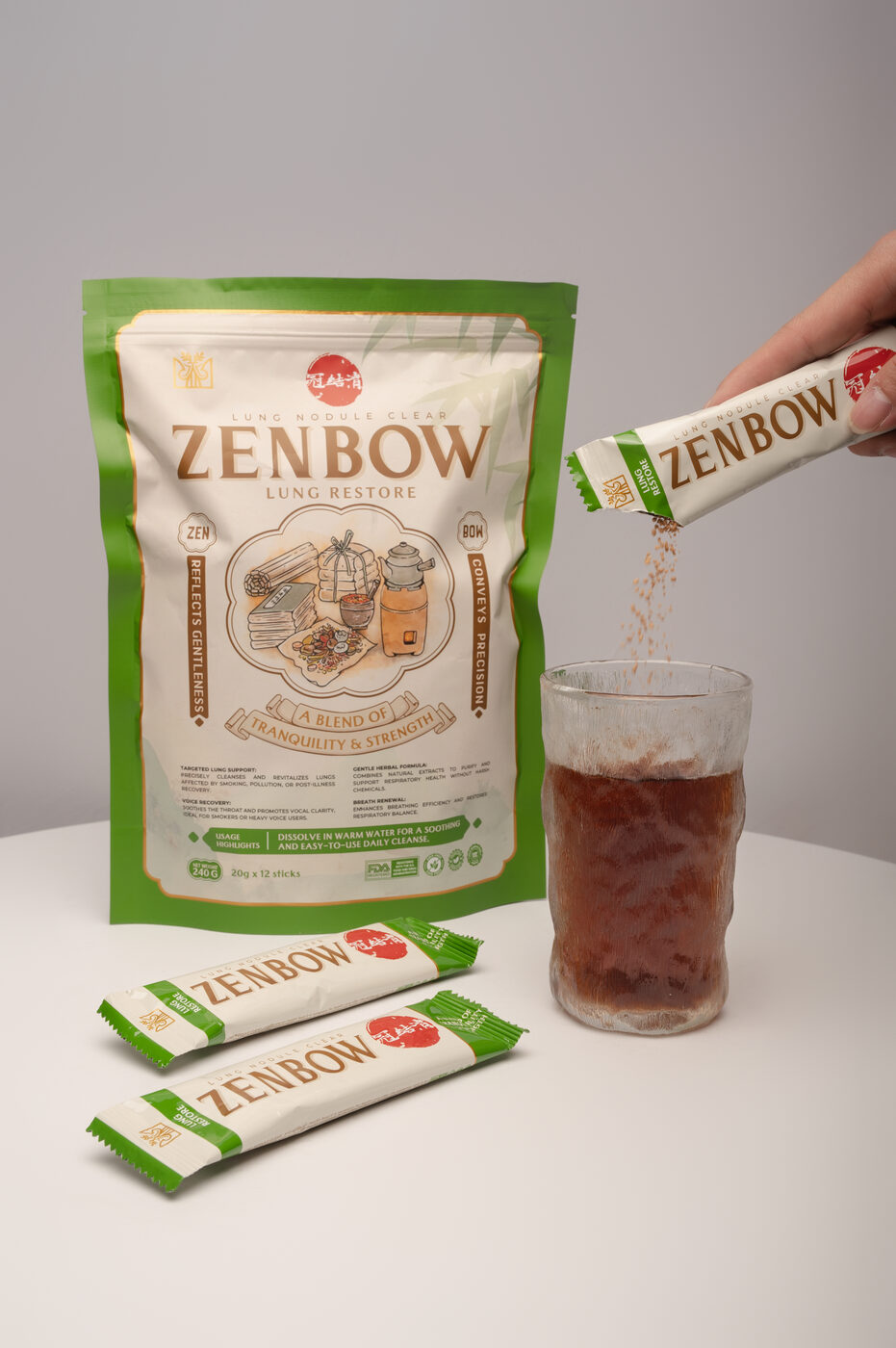 ZENBOW Lung Restore — dissolve one stick in warm water